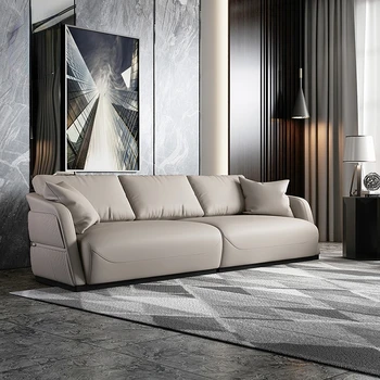 Ușor Italian de lux din lemn masiv canapea de piele, de sus strat de piele, modern canapea simplă combinație, mobilier high-end