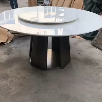 Nordic marmură masa mic apartament modern, creativ oțel inoxidabil masă rotundă de lumină de lux Italian masă rotundă