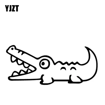 YJZT 15.1 CM*6.6 CM Crocodil Desene animate Decor Usa Masina de Vinil Decal Autocolante Auto Negru/Argintiu C4-1453