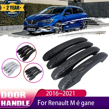 Fibra de Carbon negru de Exterior Pentru Renault Megane IV MK4 2016~2021 Auto Mânerul Ușii de Acoperire Accesorii Auto Autocolante Trim Set Chrome