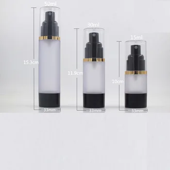 15 ML 30 ML 50 ML Spray cu Pompa Airless Sticlă Goală Negru Mat Reîncărcabile Cosmetice Recipient cu Capac Clar Pompa Airless Sticla