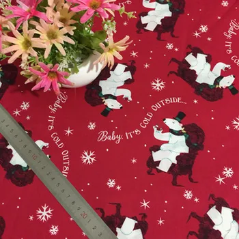50x105cm ZYOKRA Crăciun Fericit Ursul Roșu Scaun Fulg de nea Imprimate Tesatura de Bumbac Mozaic Copilul Pânză Rochie Decor Acasă