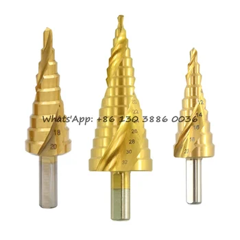 Pas Exerciții 3Pcs Metrice Spiral Flute Pagoda Forma Hole Cutter 4-12/20/32mm HSS Oțel Con Burghiu Set Pas Burghiu