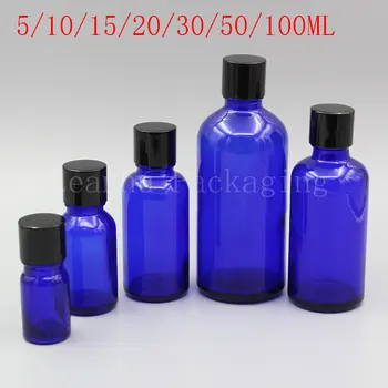 Albastru Flacon de Sticlă Cu Negru, Capac cu filet, Gol Container Cosmetice, Ulei Esențial/Parfumuri Ambalaje Sticla, Machiaj Sub-îmbuteliere