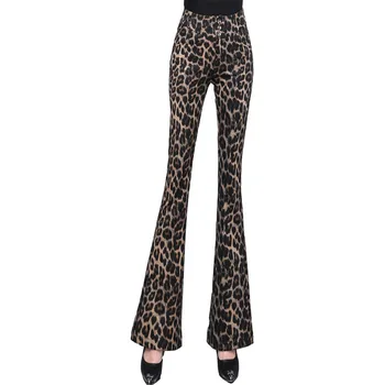 Doamnelor Micro-pantaloni cu Talie Înaltă Slim Pantaloni Casual Femei Toamna Iarna Pantaloni Elegante Plus Dimensiune Zeita Leopard Print Pantaloni F303