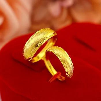 Moda coreeană Bărbați și Femei Inel de Nunta Logodna Bijuterii Aur Galben de Desen de Două Inele de Culoare de Aur Cadouri Bijuterii