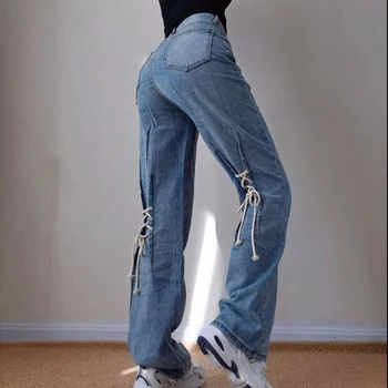 Cyber Y2k Blugi Evazate Femeie De Talie Mare Direct Largi Picior Umflat Pantaloni Din Denim Toamna Vintage Fete Streetwear Pantaloni Îmbrăcăminte