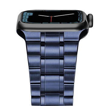 Pentru apple watch 7 bandă de 45mm 41mm iwatch 6 5 4 se 44mm 40mm 3 42mm 38mm Adaptor curea integrat din oțel Inoxidabil Brățară albastru