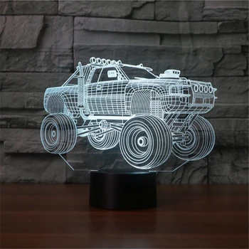suv-ul 3D Lampa de Noapte Creative Mașină de Iluminat Schimbare a CONDUS Masa de Birou Acasă Decorare Lampă 7 Culori vehicul off-road Flash Somn usor