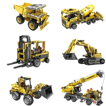 MOC Inginerie Truck Tech Bloc de Construcție Oraș de Jucărie Pentru Copii Băiat Adulți Excavator Buldozer, Macara de Masina de Caramida