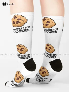 SUNT Aici Doar Pentru Cookie-uri Amuzante de Ciocolata Chip Cookie Șosete Unning Sosete Femei personalizate Personalizate 360° Print Digital Cadou