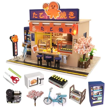 Japoneze GRĂTAR Magazin de bricolaj, casă de păpuși kit de Mobilier din Lemn în Miniatură Păpuși Asamblat Jucarii Copii Cadou de Ziua Adult Puzzle Jucărie