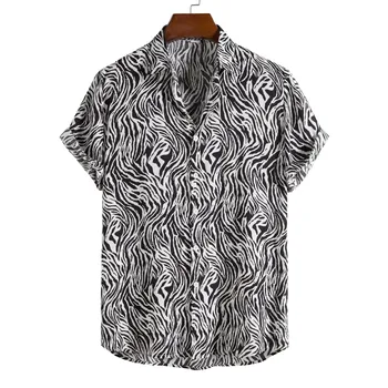 Mens Print Leopard Lenjerie De Tricouri De Vara Nou Butonul În Jos Shrot Maneca Plajă Hawaiiană Camasa Barbati Casual Harajuku Streetwear Îmbrăcăminte