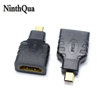 NinthQua 1buc HDMI Standard de sex Feminin jack Micro HDMI Male Plug Convertor Audio Conector Adaptor pentru Telefon HD Camera TV