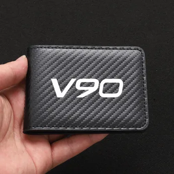 Noua Fibra de Carbon Auto Permis de conducere Bag ID-ul Cartelei Pentru Volvo V90 Accesorii