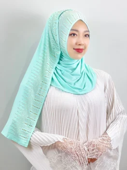 Islamic Hijab Musulman Fier Pe Diamant Turban Bumbac Mercerizat De Fier Pentru Aur Eșarfă Șal Malay Sarong Femei Folie Hijab