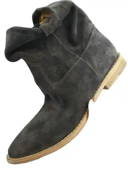 Piele De Căprioară Slouchy Botine Rotund-Deget De La Picior Stil Retro Aluneca Pe Piele Oxford Singura Femeie Cizme Scurte De Primăvară Pantofi Casual