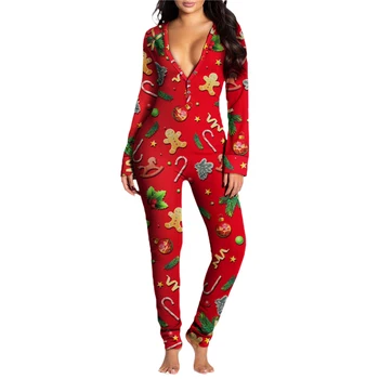 2021 Crăciun Salopeta Pijama Femei Cald Maneca Lunga, Pijamale Xmas Imprimare Drăguț Fermoar Cu Gluga Îmbrăcăminte De Noapte De Acasă Purta Costume