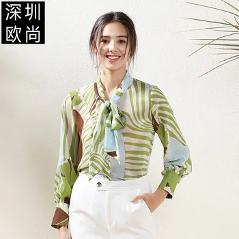 femei topuri si bluze verzi chifffon florale de înaltă calitate 2020 vara office camasi cu maneca lunga casual, sexy plus dimensiune gratuit nava