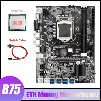 B75 ETH Miniere Placa de baza 8XPCIE Adaptor USB+CPU G620+Comutator Cablu LGA1155 DDR3 MSATA B75 USB Miner Placa de baza