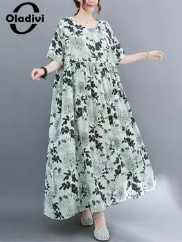 Oladivi Supradimensionate Îmbrăcăminte De Vară 2022 Noi Femeile De Moda Print Boho Rochie Vintage Lady Liber Casual De Dimensiuni Mari Rochii Lungi 9119