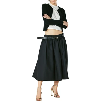 Negru silueta pufos fusta 2022 toamna și iarna noi modele de designer amestec de lână neagră genunchi-lungime de jumătate de corp fusta femei