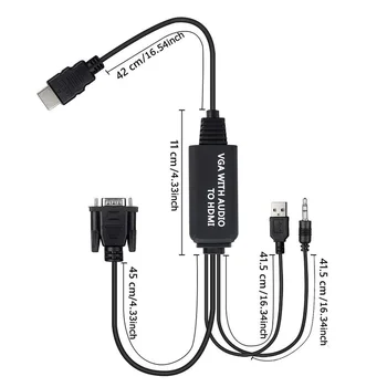 VGA La HDMI -compatibleAudio VGA La HDMI Adaptor 4ft Cablu Oferă O Modalitate Convenabilă de A Conecta PC-ul, Notebook-uri, Desktop Computer