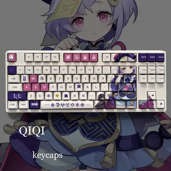 Joc Genshin Impact Qiqi 108 Cheie Capac PBT Sublimare OEM Înălțime MX Cruce Axa Comutator Mecanic Keyboard Keycap Cadou