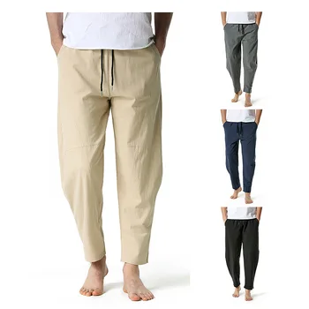 2022 Bărbați Noua Moda Pantaloni De Lumină Elastic Respirabil Cusătură Laterală Buzunare Yoga Casual Culoare Solidă În Aer Liber De Zi Cu Zi Pantaloni