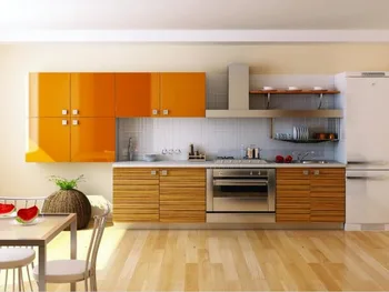 2017 nou design dulapuri de bucatarie de culoare portocalie moderne de înaltă luciu de lac bucatarie mobilier L1606051