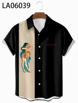 Men ' s cămașă Y2k hombre retro model 3D de imprimare scurte camasa barbati pe strada Hawaii retro Harajuku cămașă bărbați