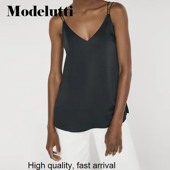 Primăvara 2023 Noua Moda de Vară fără Mâneci Satin cu Vesta Femei All-meci Culoare Solidă Bretele Simple Topuri Casual sex Feminin