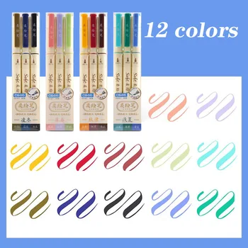 3pcs Retro Culoare Caligrafie Perie Stilou Set DIY Scrapbooking Meserii de tip Soft Dual Side Bine de Linie Art Litere Markeri de Desen