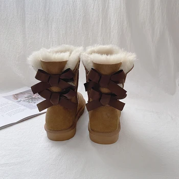 2022 Noua Moda Blana Naturala Cizme De Zapada Australia Clasic Femei Arc Pantofi Cald Iarna Pentru Femei Mid Ghete