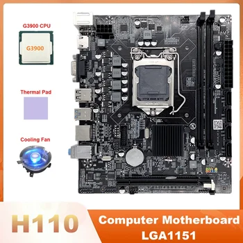 H110 Calculator Placa de baza LGA1151 Suporta Celeron G3900 G3930 CPU Cu G3900 PROCESOR+Ventilator de Răcire+Pad Termic