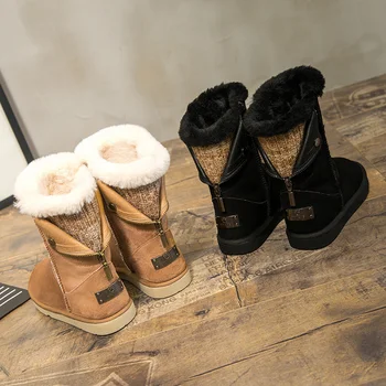 Cizme de zapada pentru Femei Scurte de Lână Cizme Femei Bumbac Pantofi de Iarna pentru Femei Pantofi de Pluș Izolație de Vată Talpă Groasă