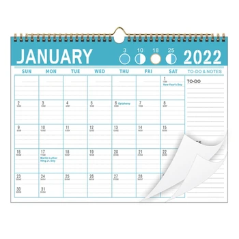2022 Wall Calendar - Calendar Lunar 2022,Calendar Cu Twin-Sârmă De Legat, Calendar De Perete Cu Scris Blocuri Și Datele