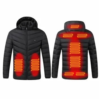 Bărbații 9 Zone Încălzite Jacheta USB de Iarnă în aer liber Încălzire Electrică Jachete Calde Sprots Termică Strat de Îmbrăcăminte Incalzite sacou din Bumbac