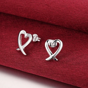 925 de Bijuterii de Argint de Dragoste Inima în formă de Cercei Simpli Cercei Stud pentru 2022 Femei Petrecerea de Nunta Anniersary Cadou Piercing Bijuterii