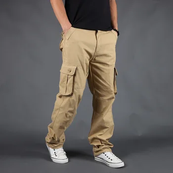 Salopete pentru Bărbați Toamnă Multi-buzunar Liber de Mari Dimensiuni Pantaloni Casual de Primavara si Toamna Bumbac Gros Versiunea Europeană Pantaloni