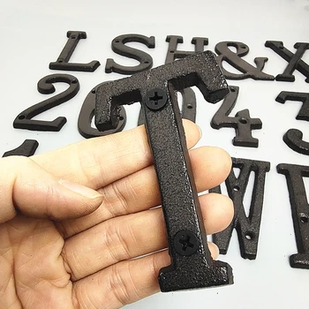 Scrisori de Metal Numere de Fontă Decorare Casa Semn Doorplate DIY Cafe Perete Curte Decor Număr Placa 3D 0-9, a-Z
