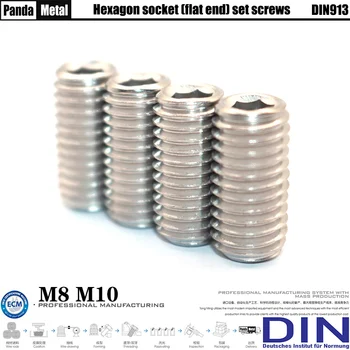 (A) 304 din oțel inoxidabil hexagon socket set screw DIN913 filet metric cu cap plat șurub fără cap șurub A2-70 dimensiune M8-M10