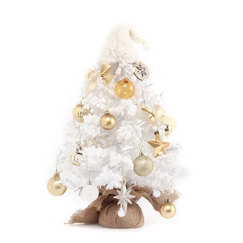 68UE 50cm Mini Masă de Pom de Crăciun Pom de Crăciun Artificial cu LED Ornamente de Pânză de Sac Bază pentru Acasă Hotel Casa