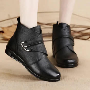 Moda Glezna Cizme Femei Din Piele Balerini Cizme Pantofi De Iarna Femeie Calda Non-Alunecare, Negru, Maro Cizme Pentru Femei 887