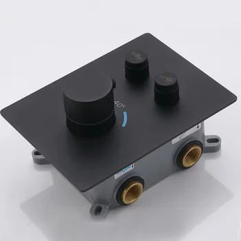 Negru mat Mixer Termostatic Ventil Dublu Mâner 2-3 moduri Duș Supapa de Control Montat pe Perete Duș Valve Ascunse Încorporate Cutie