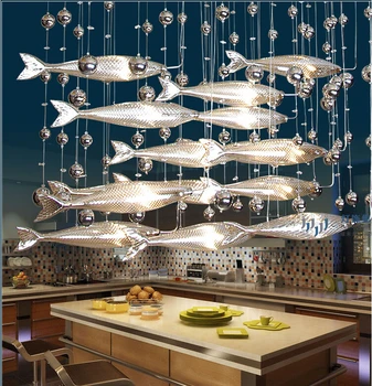 Romanul de creatie sticla cristal pește zburător candelabru pentru restaurant living sala de mese decor