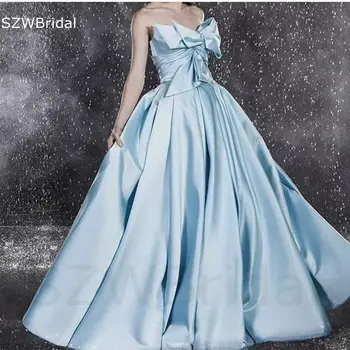 New Sosire Satin Albastru rochie de Bal rochii de Seara Abendkleider 2023 dubai Saudită Petrecere Bal rochie Plus dimensiune Haine de petrecere
