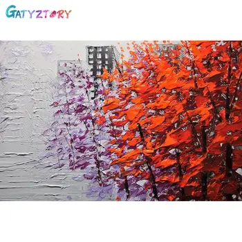 GATYZTORY de Colorat De Numărul Copac Kituri Pentru Adulți Handpainted Pictura in Ulei Peisaj Decor Acasă Cadou DIY Cadru 60x75cm