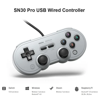 Vibrații Clar Controler Gamepad 8Bitdo SN30 Pro USB Cablu Gamepad Controler pentru a Comuta PC-ul Raspberry Pi Aburi