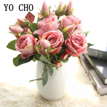 3 Capete De Flori Artificiale De Trandafiri Tesatura Flore Ramură De Nunta Decor De Primăvară Vii Trandafiri Mici Flori False Acasă Tabelul Accesorii